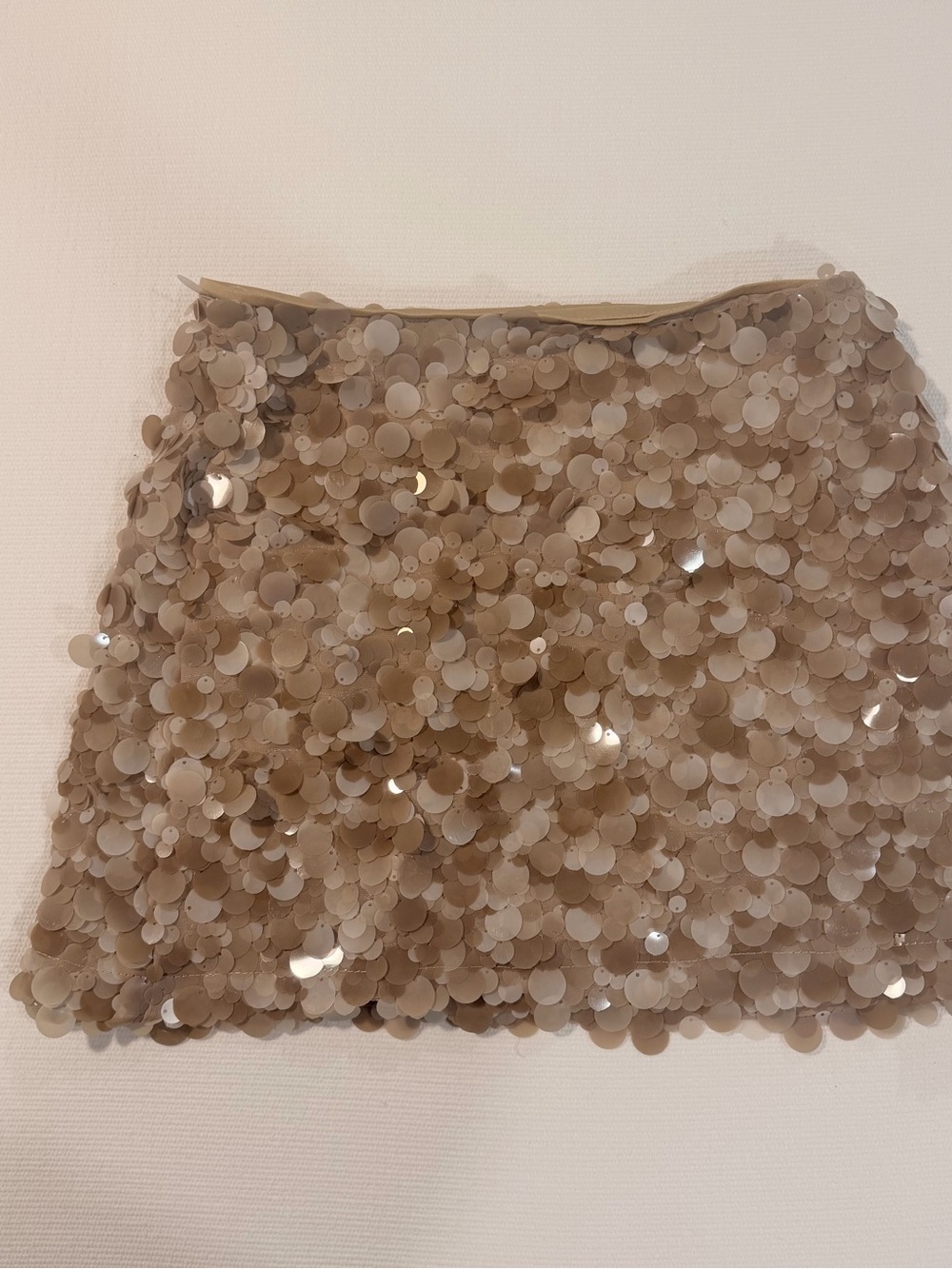 Hausen Sequined Beige Mini Coin Skirt Size Small New Without Tags